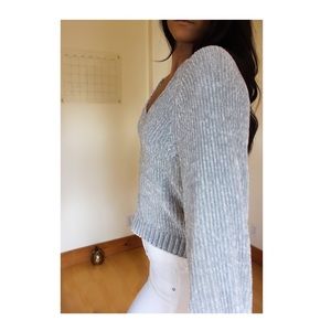 Express Women’s V-neck Chenille Sweater Light Blue